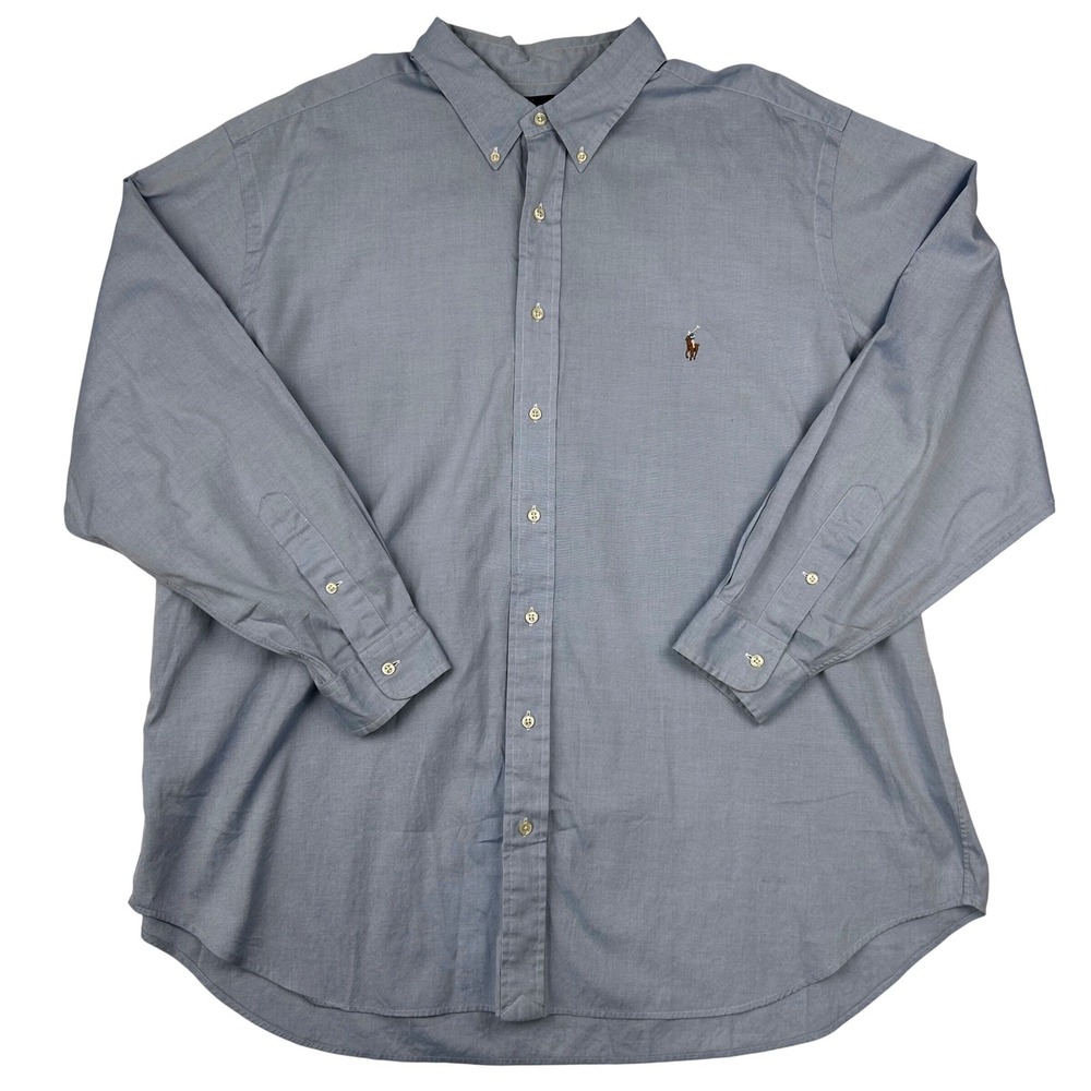 Ralph Lauren Classic Fit Mens‎ 18.5 34/35 Big Blue Oxford Button Down Shirt B&T